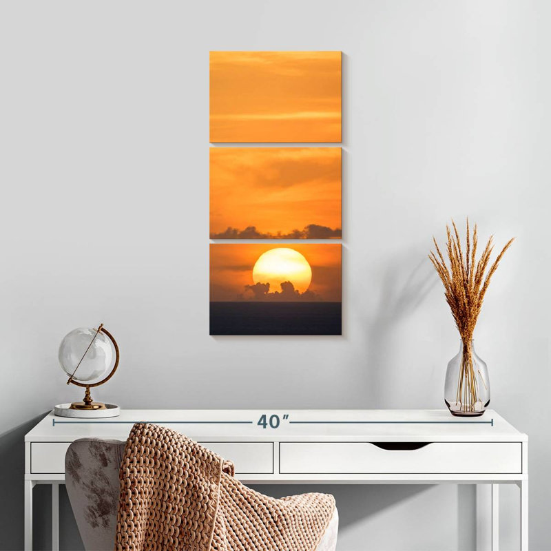 Coucher de soleil brillant des Antilles, H 27 po x l 12 po