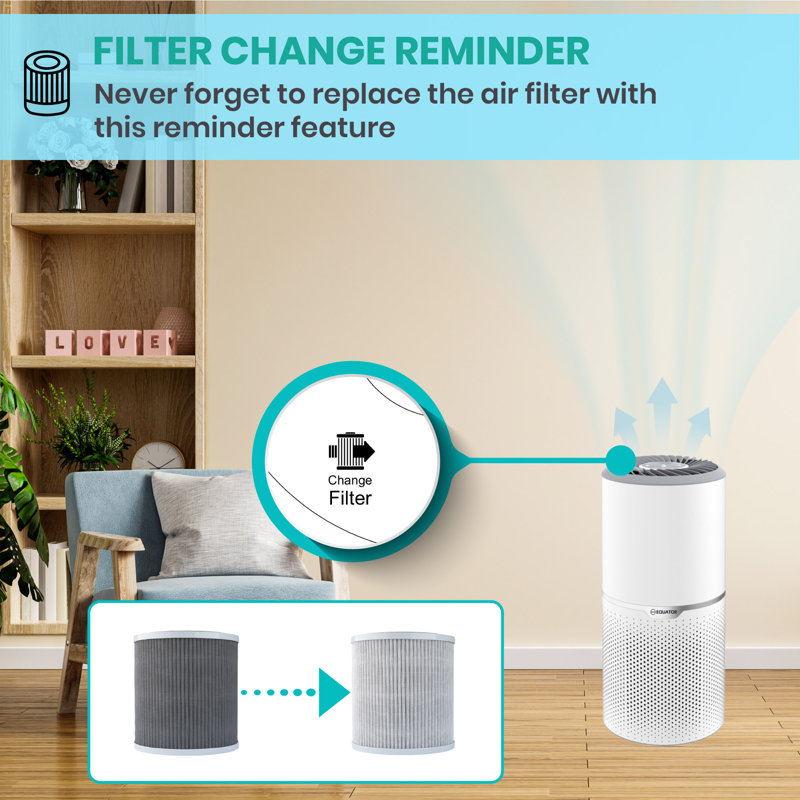 Equator Advanced Appliances Tabletop Air Purifier with True HEPA Filter and Humidifier Function for 269 Cubic Feet