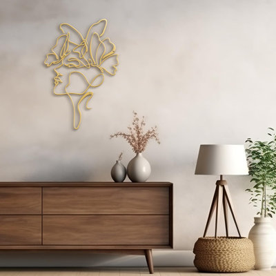 Abstract Line Women Face Modern Abstract Wall Accent Sculpture Hanging Decoration Metal Wall Decor