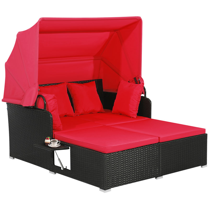 Lit de jour d'extérieur avec coussins Avdyl, Rouge