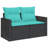 Ebern Designs Patio Sofa With Cushions 2-Seater Black Poly Rattan-1011659584