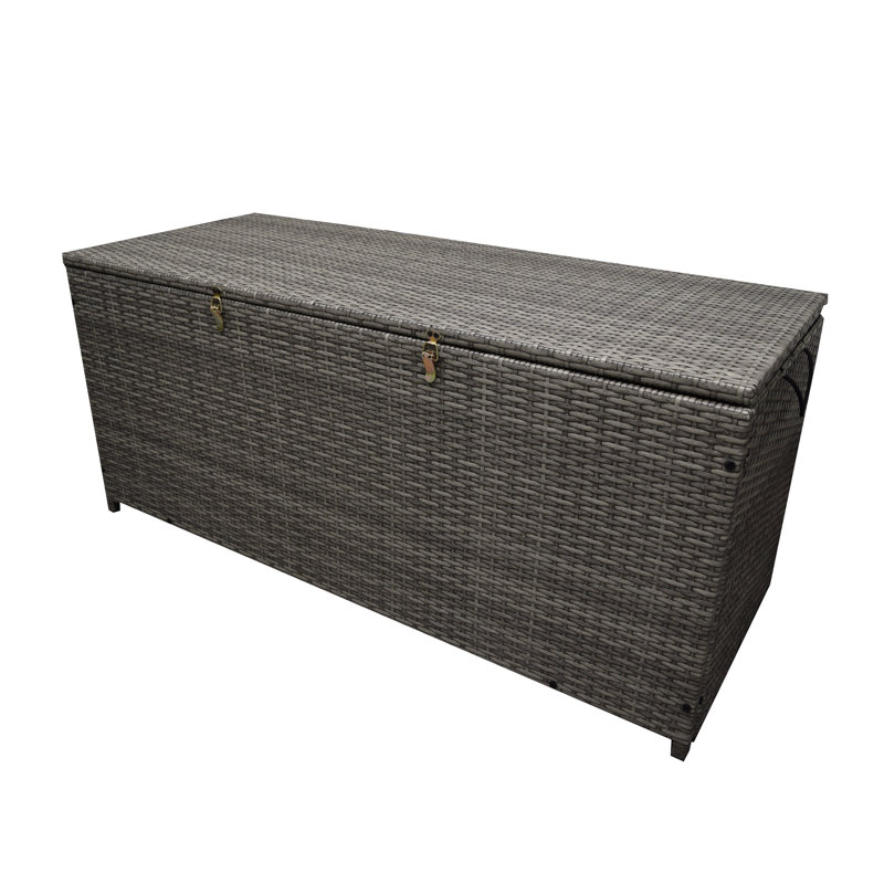Gray Wicker and Plastic Lockable Outdoor Deck Box