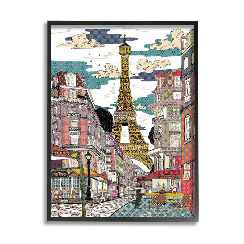Christifère Christifer, patchwork de Paris, Giclée encadrée noir minuit, H 30 po x l 24 po x P 1,5 po