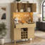 Meuble-bar de cuisine de 183 cm avec prise électrique et éclairage DEL, buffet casier à vin à neuf compartiments avec tiroirs et étagères ouvertes pour la cuisine, la salle à manger et le couloir.-201352291