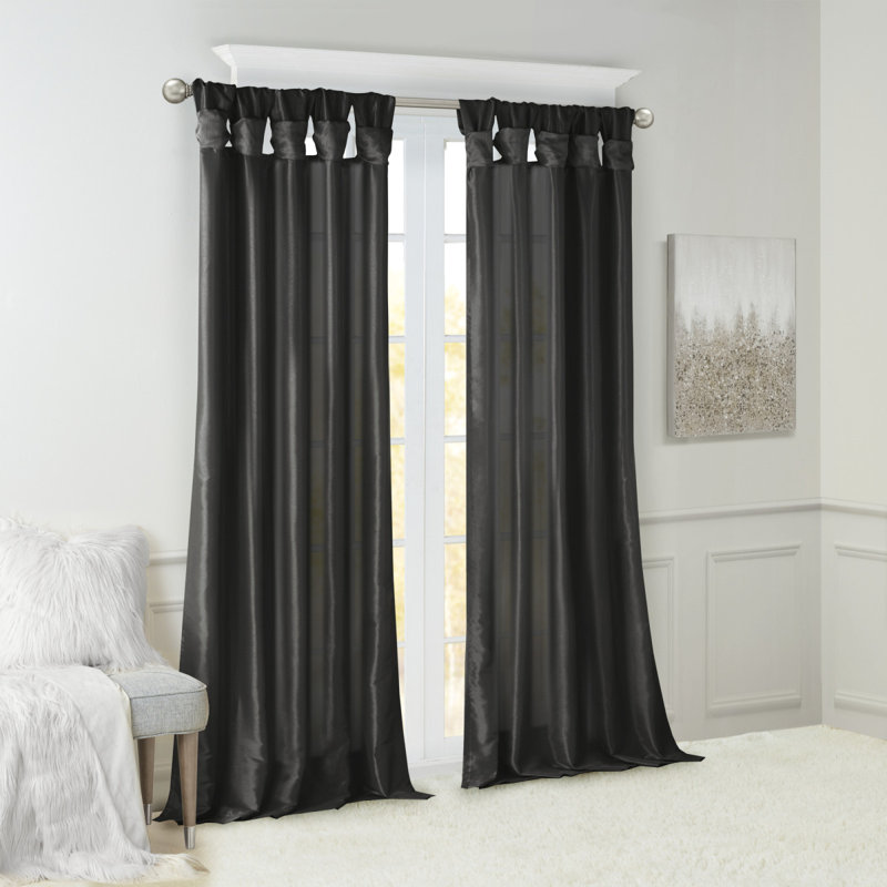 Panneau de rideau de fenêtre Twist, 2 panneaux, Noir, L 120,11 po x L 0,18 po
