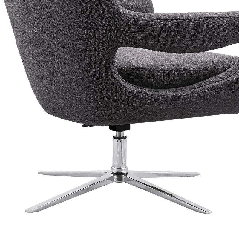 Fauteuil pivotant en lin touffeté de 35 po Humiston, gris