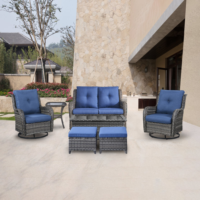 Boniab Sofa Seating Group with Cushions, Blue, Gray