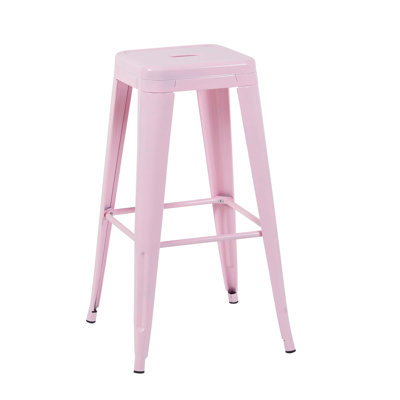 Backless Metal Bar Stools with Tool-Free Assembly and Space-Saving Design