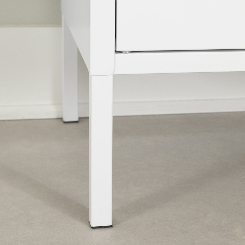 White Contemporary Glass Door Accent Cabinet with Adjustable Shelves