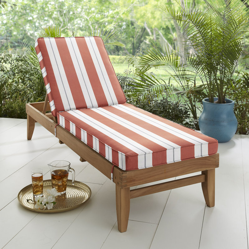 Deana Indoor/Outdoor Sunbrella® Seat/Back Cushion, 24'' W x 73'' D, Navy Stripe Sunbrella®