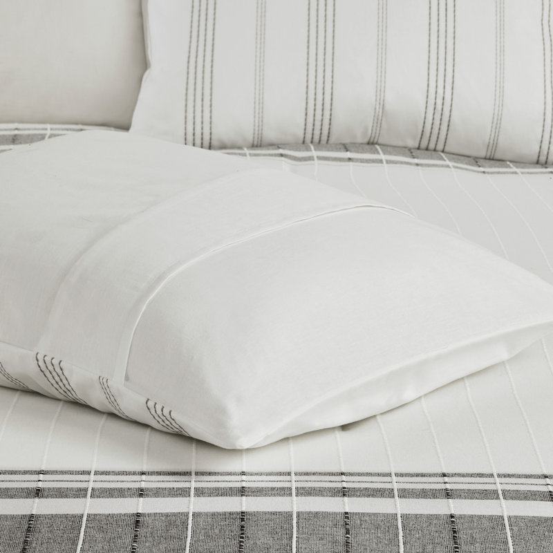 King White and Grey Cotton Jacquard Comforter Set