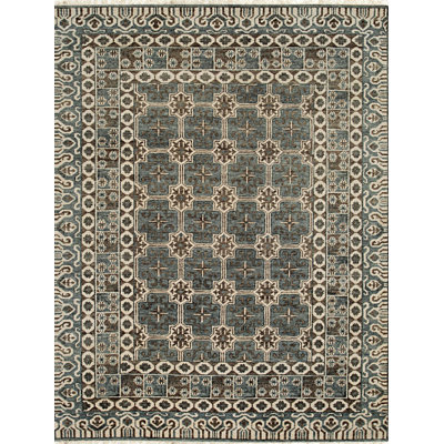 Gray Hand-Knotted Wool Trellis Starburst Geometric Modern Contemporary Carpet Rug