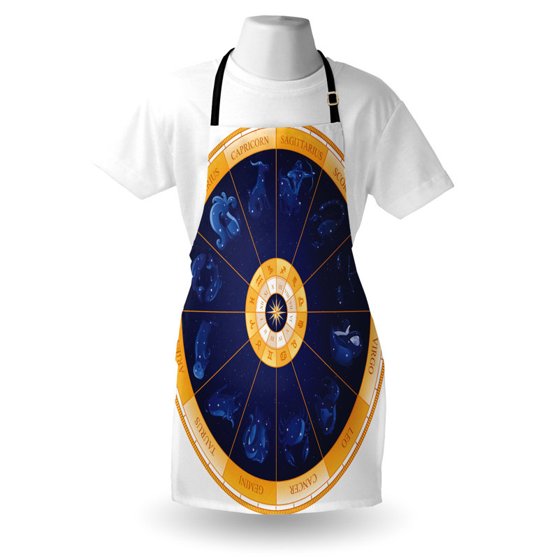 Tablier East Urban Home Astrology unisexe, thème astral, taille adulte, bleu blanc orange