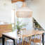 Luminaire suspendu en rotin tissé à la main pour la salle à manger, le salon et la chambre à coucher, plafonnier en osier naturel avec abat-jour blanc, base d'ampoule E26 / E27