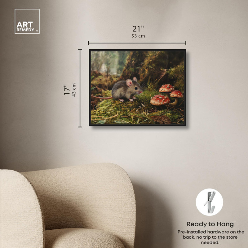Art Remedy, toile de paysage campagnard, souris en mousse, H 21 po x l 17 po, Cadre flottant noir