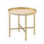 Table de bout ronde avec plateau, chêne et or