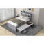 Lit plateforme simple TG avec tête de rangement à DEL, station de charge, lit gigogne simple et 2 tiroirs, gris-178296015