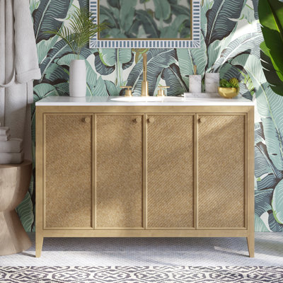 Cara 48" Single Bathroom Vanity in Rattan and Oak