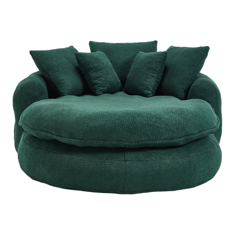 Oversized Oval Upholstered Bean Bag Sofa, Emerald Chenille