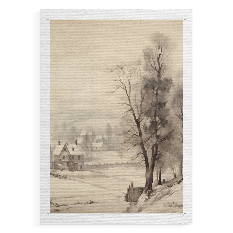 Paysage rétro rétro-impression sur toile seulement - non encadré, H 18 po x l 12 po