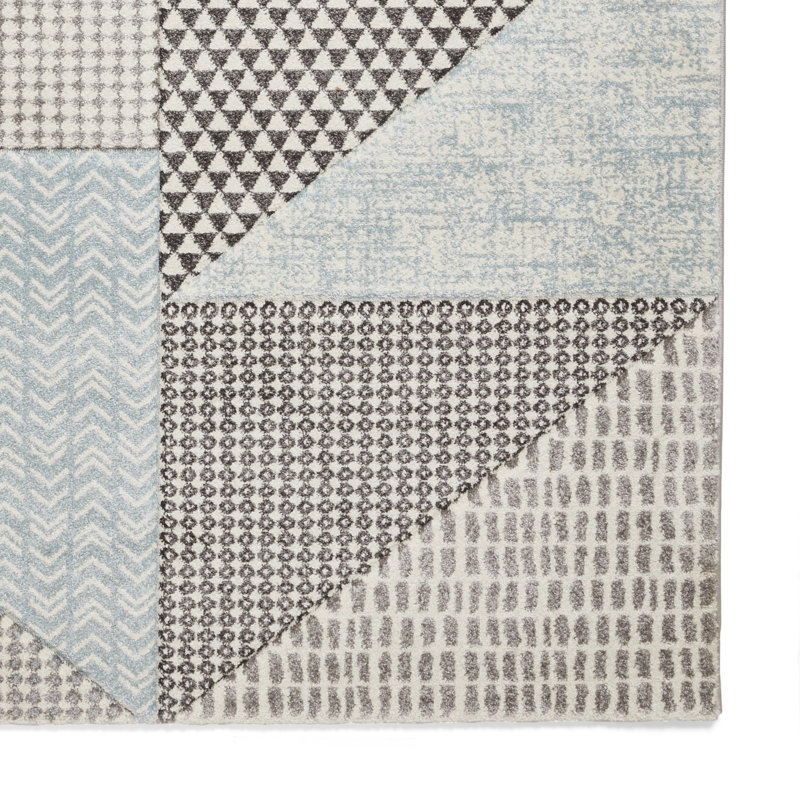 Geometric 80cm X 150cm Area Rug, Blue/Grey, Rectangle 160 x 230 cm