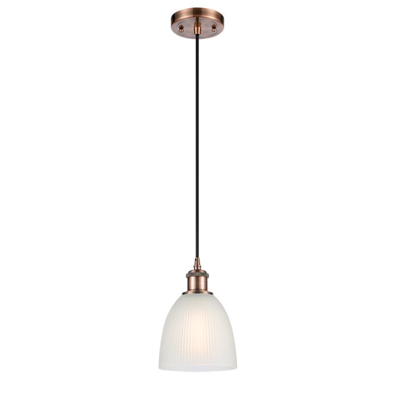 Luminaire suspendu en forme de cloche à 1 lumière Whipple, Blanc, Ampoule non incluse, Cuivre antique