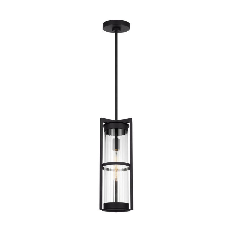 Luminaire suspendu d'extérieur 1 lumière H 18 po Mellon, Noir
