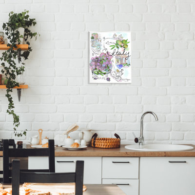 Italie, croquis, raisins et bistro, plaque murale, conception par Susan Lugar