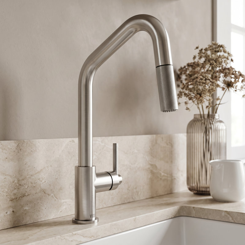 Utopia 15" H 1-handle Pull-Down 2-Function Sprayer Kitchen Faucet, Stainless Steel
