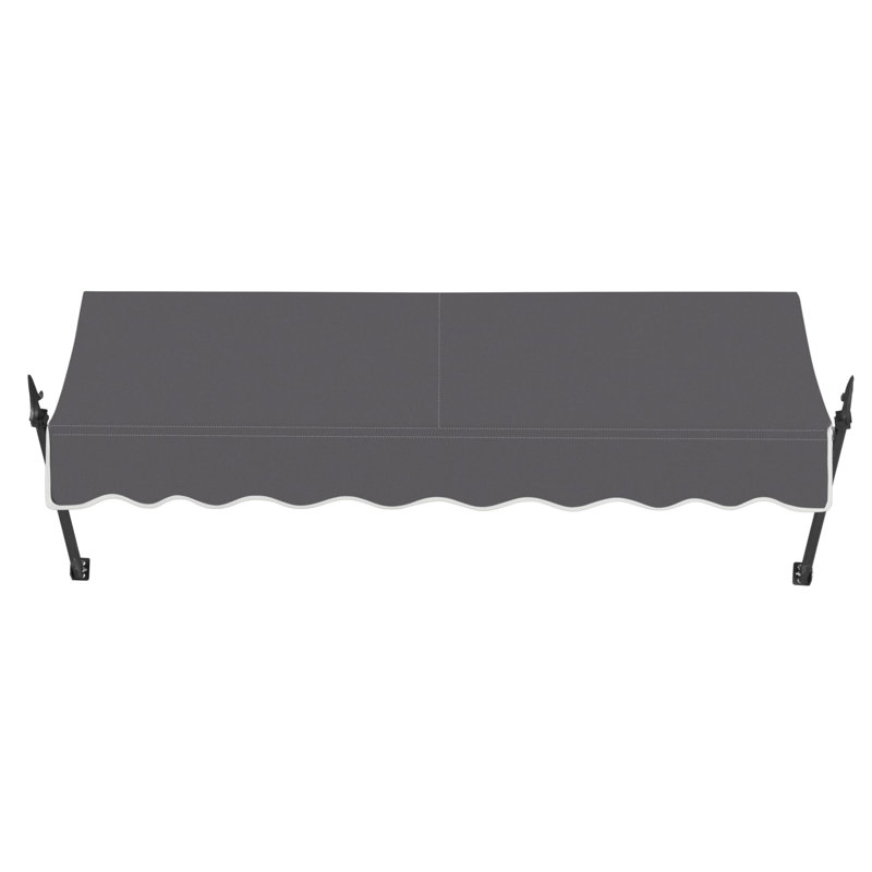 Awntech New Orleans Acrylic Fabric Fixed Awning with Iron Spear Arms, 24" H x 76.5" W x 16" D, Gunmetal