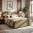 Platform Bed With Curved Linen Blend Upholstered Headboard And Solid Wood Legs-118372776-125490219