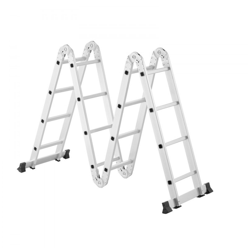 Aluminum Lightweight Folding Multi-Position Ladder, 472.4cm, Silver