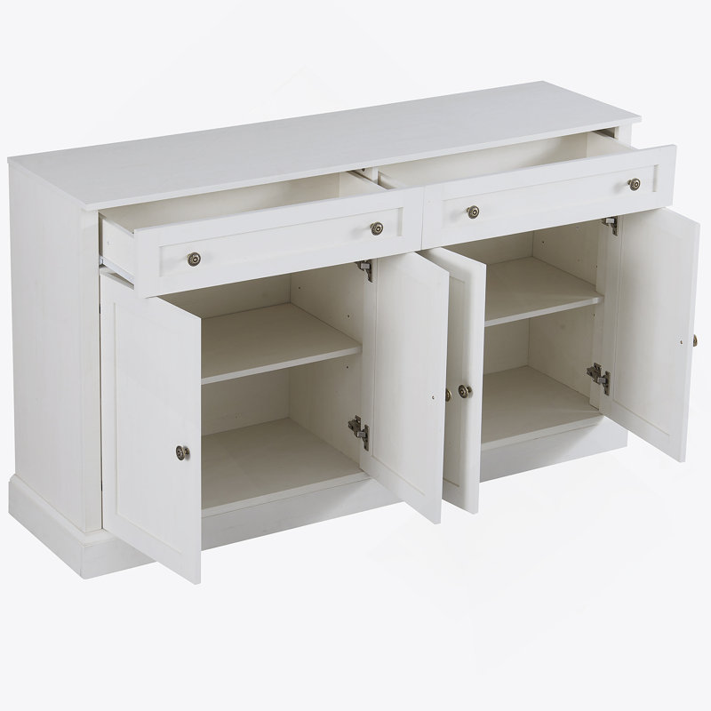 Buffet polyvalent avec grand rangement, tablettes réglables et design élégant pour les maisons modernes, Blanc antique