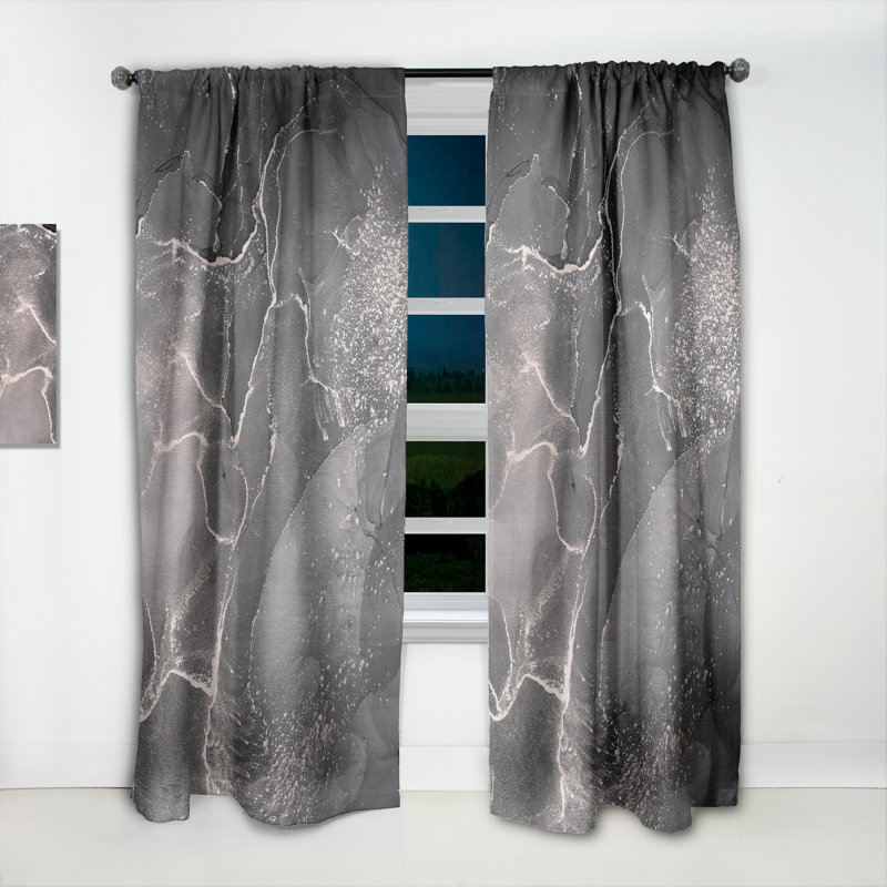 Nuage abstrait abstrait gris translucide - Rideau en velours moderne - obscurcissant - 1 panneau, Gris, L 52 po x L 63 po