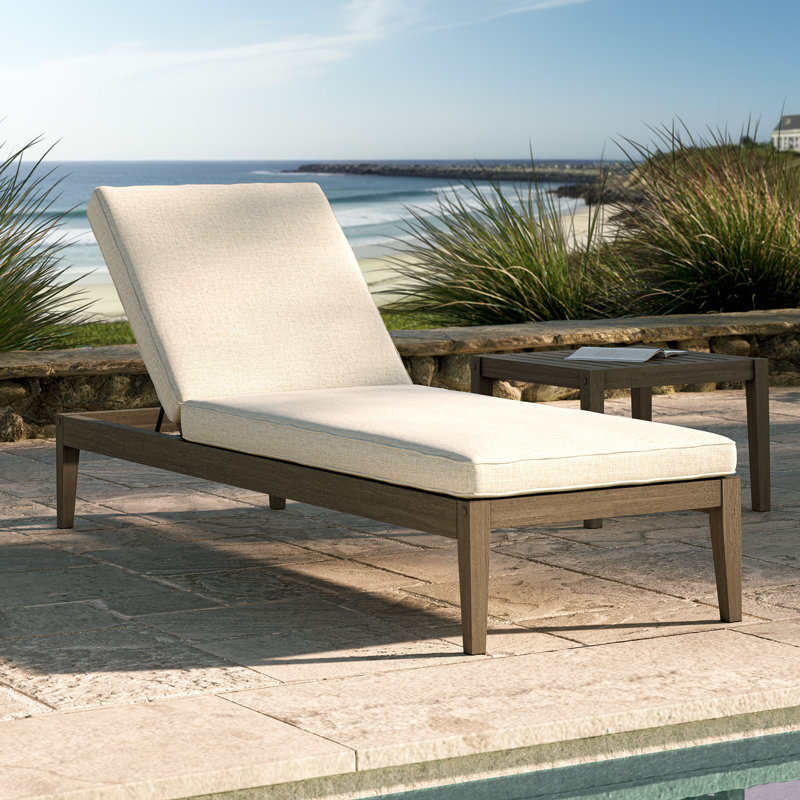 Northlake Outdoor Teak Chaise Lounge In Pebble, Beige