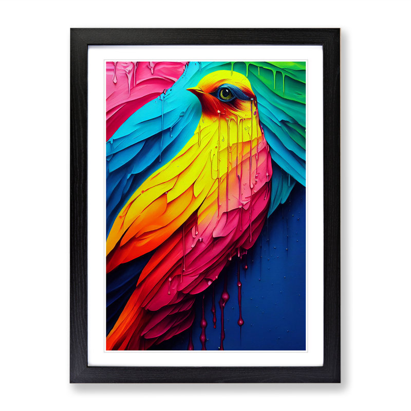 Bird No.4 - Single Picture Frame Painting, Black, 64cm H x 46cm W x 2cm D