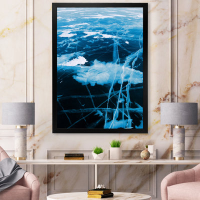Structure de glace bleue et blanche I - peinture sur toile