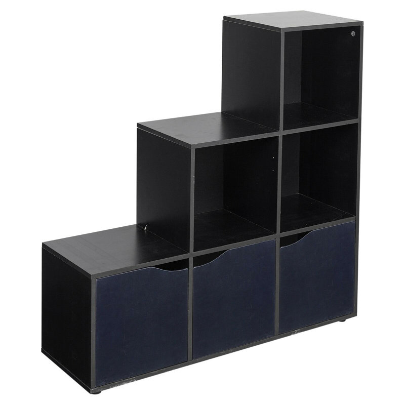 Ernest-Lee 90.5cm H x 89cm W Step Bookcase, Black