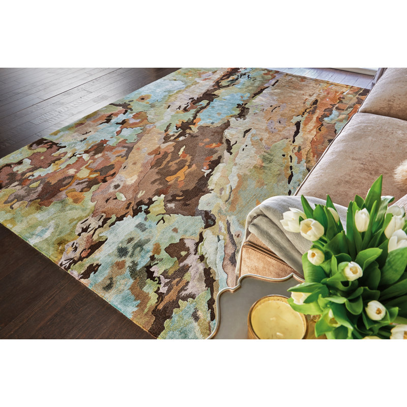 Adriel Abstract Wool Hand Woven Area Rug, Rectangle 259 x 351cm