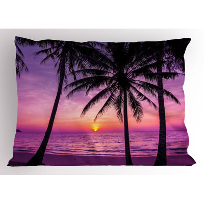 Pillowcase, Palms Silhouette Purple, Purple Black