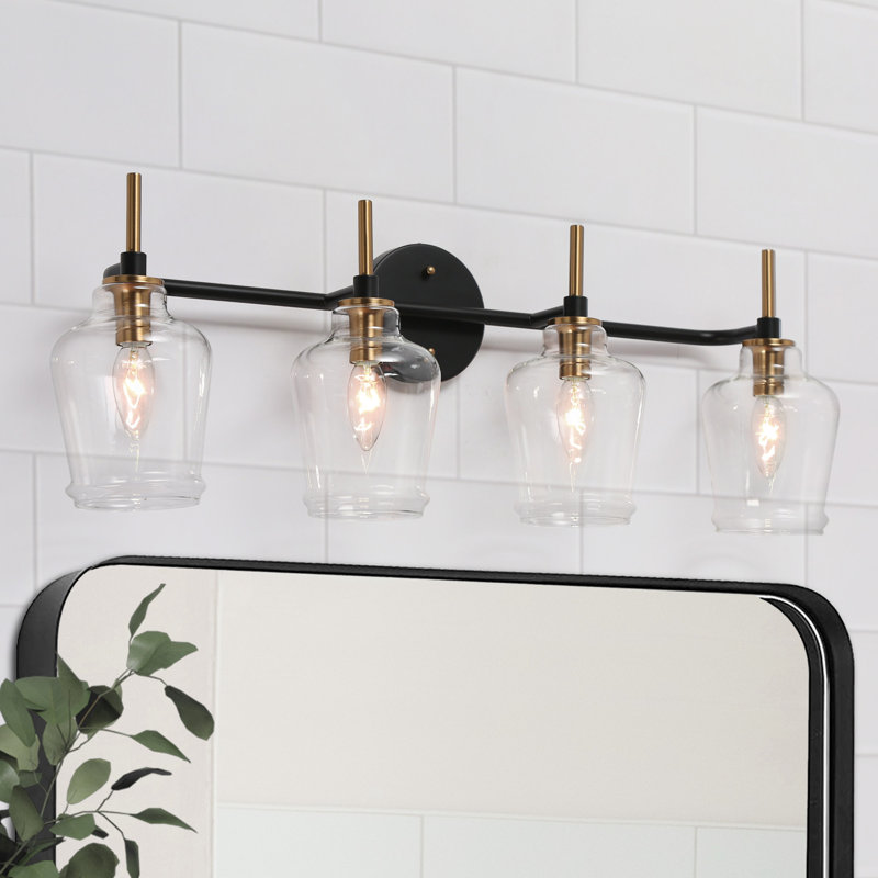 Éclairage pour salle de bain 4 lumières en laiton à intensité variable Aavah