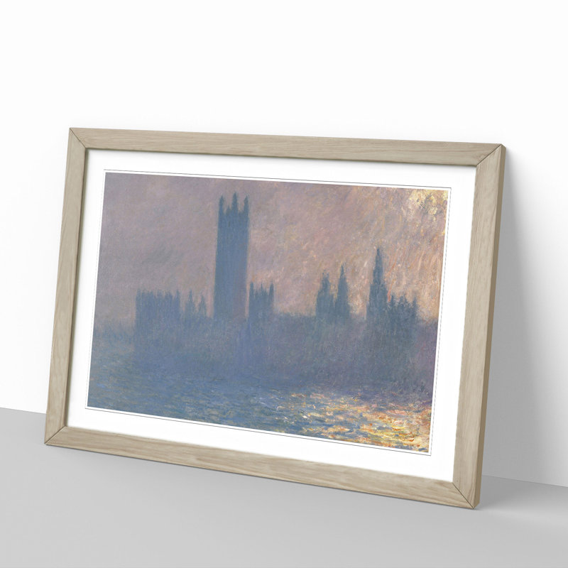 Houses of Parliament in London Vol.3 by Claude Monet - Picture Frame Painting, 27cm H x 36cm W x 2cm D, Oak Framed