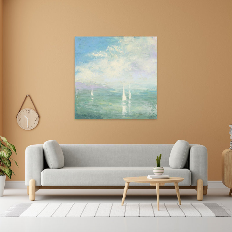 Coastal Setting Sail With Beaches Boats Art, 48" H x 48" W