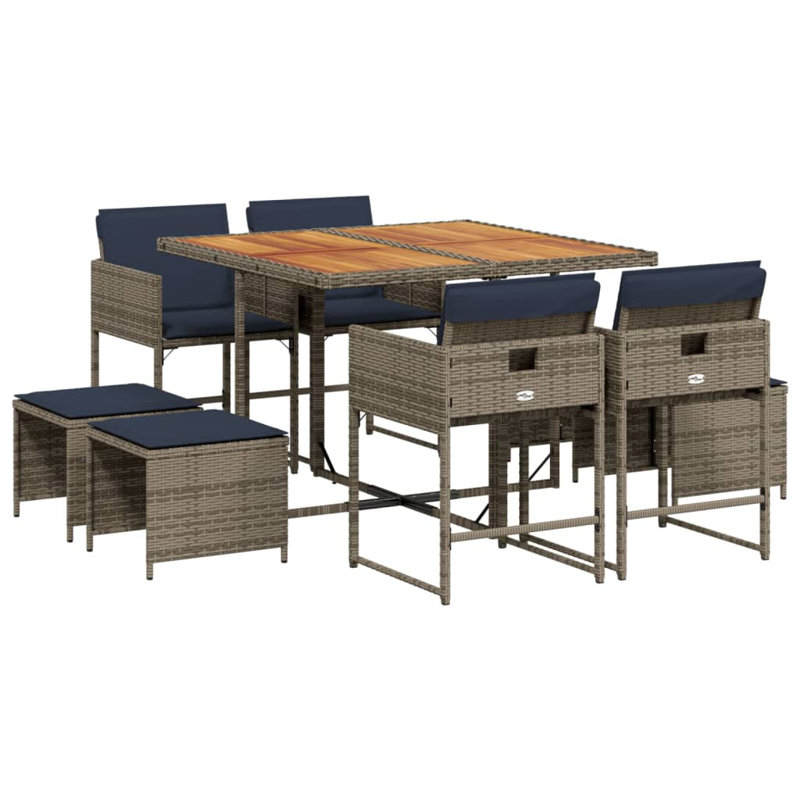 Ensemble repas avec coussins Hokku Designs, Bleu / gris, 8