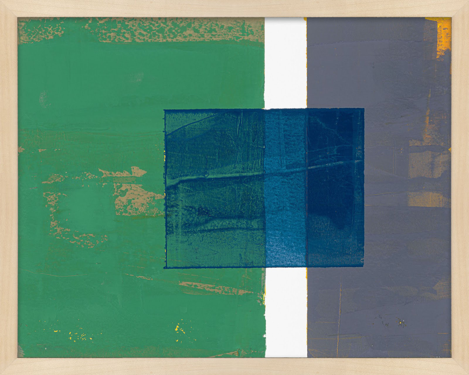 Bold In Blue 1 by Andrea Stokes, Brown Framed, 24" H x 30" W x 1.25" D