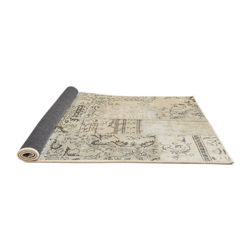 Tapis ivoire/gris clair contemporain, Rond 6 pi