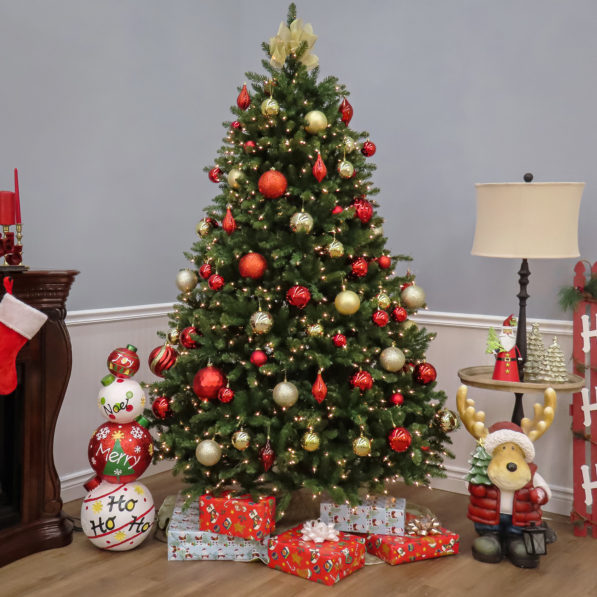 The Holiday Aisle® Natural Fraser Medium Fir Tree with Clear Lights, 6.5'