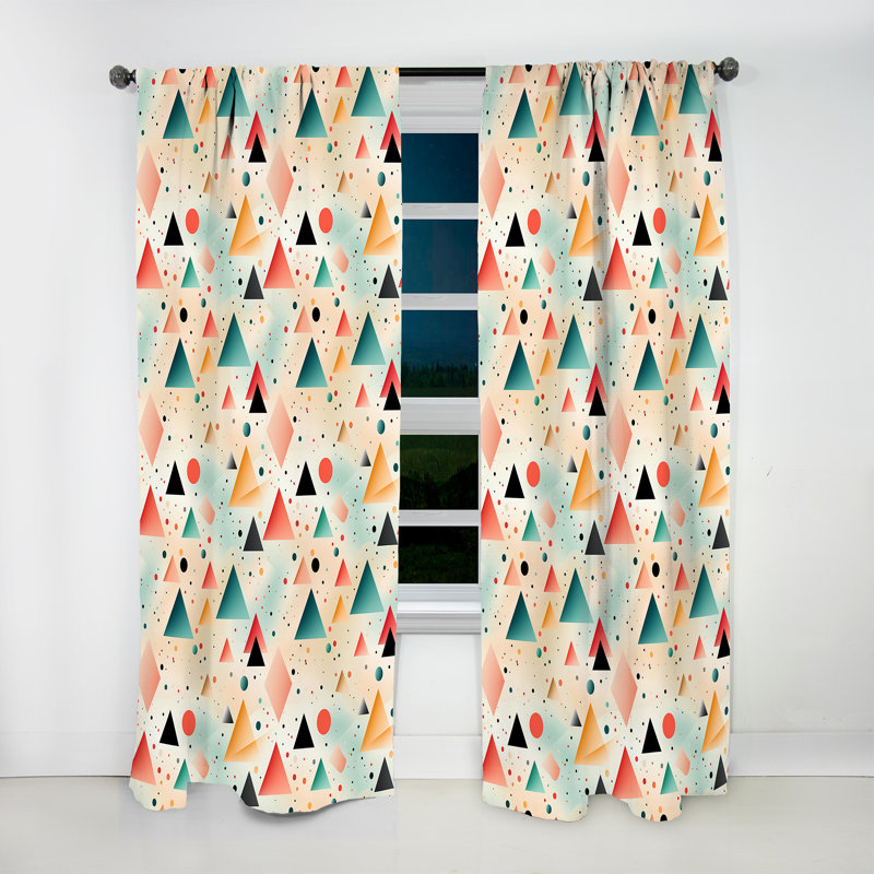 Tissu triangulaire pastel de couleur I - Rideau abstrait - Velours obscurcissant - 1 panneau, L 52 po x L 63 po