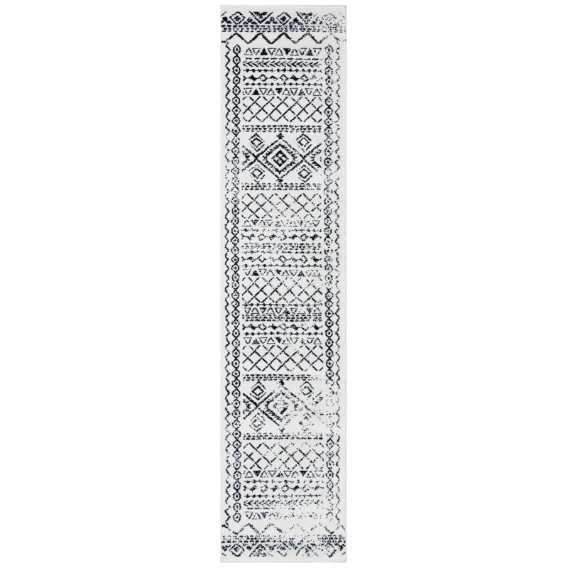 Tapis noir / ivoire Sturdevant Southwestern, Tapis de couloir 2 pi x 8 pi