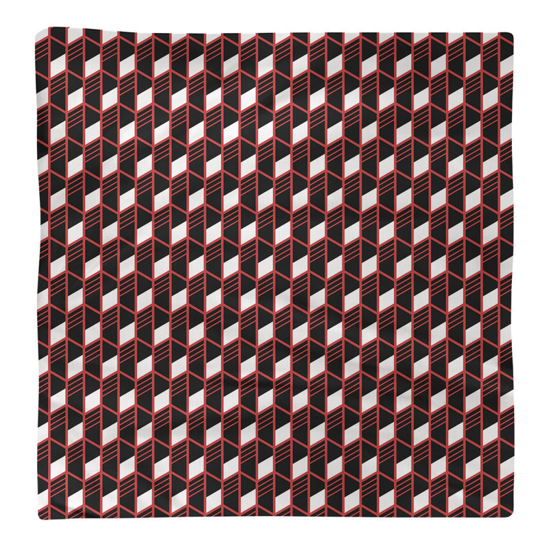 Serviette en coton à rayures géométriques classic, Rouge, H 0,1 po x l 22 po x P 22 po, Sergé de polyester